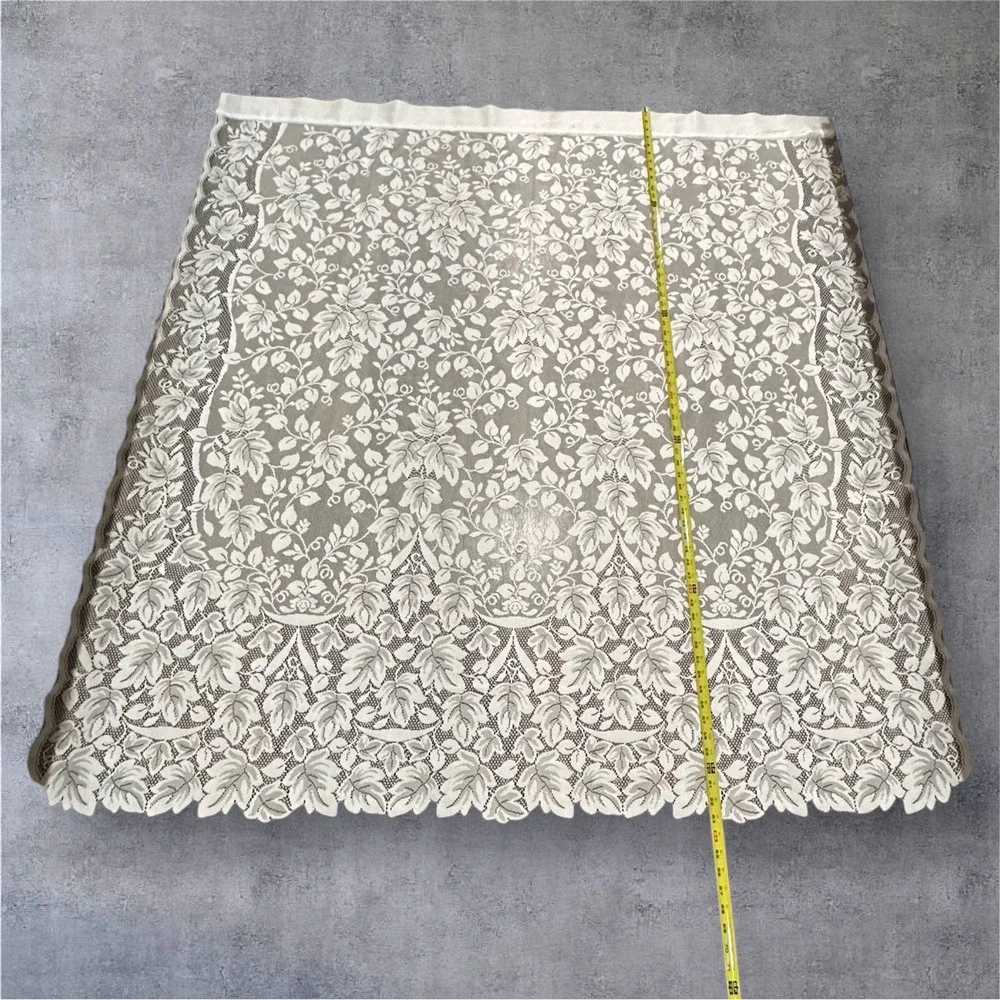 Vintage Lace Curtain Panel Leaf Floral‎ Pattern Scalloped 63x57